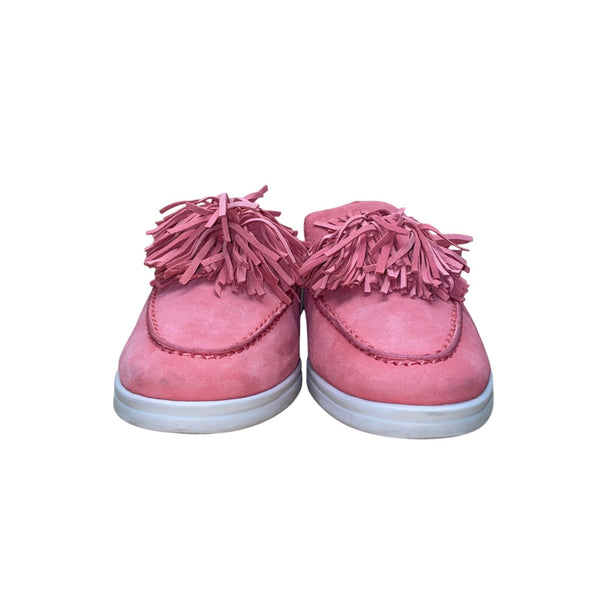 Johnston & Murphy Women’s Pink Suede With Fringe Accent Slip-On Mules Size 7M