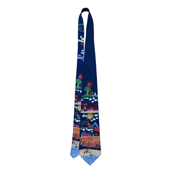 Save The Children Mens Multi-Color 100% Silk Art Tie By Mary Age 9