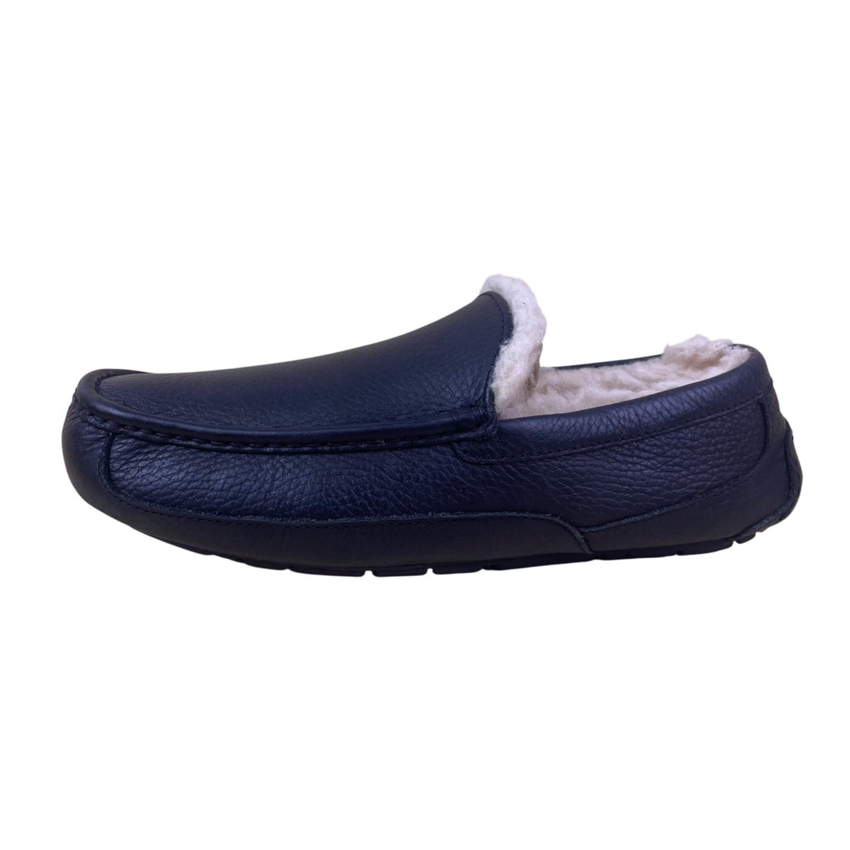 Ugg Men’s Black Leather & Sheepskin Lined  Indoor Outdoor Ascot Slippers Size 10