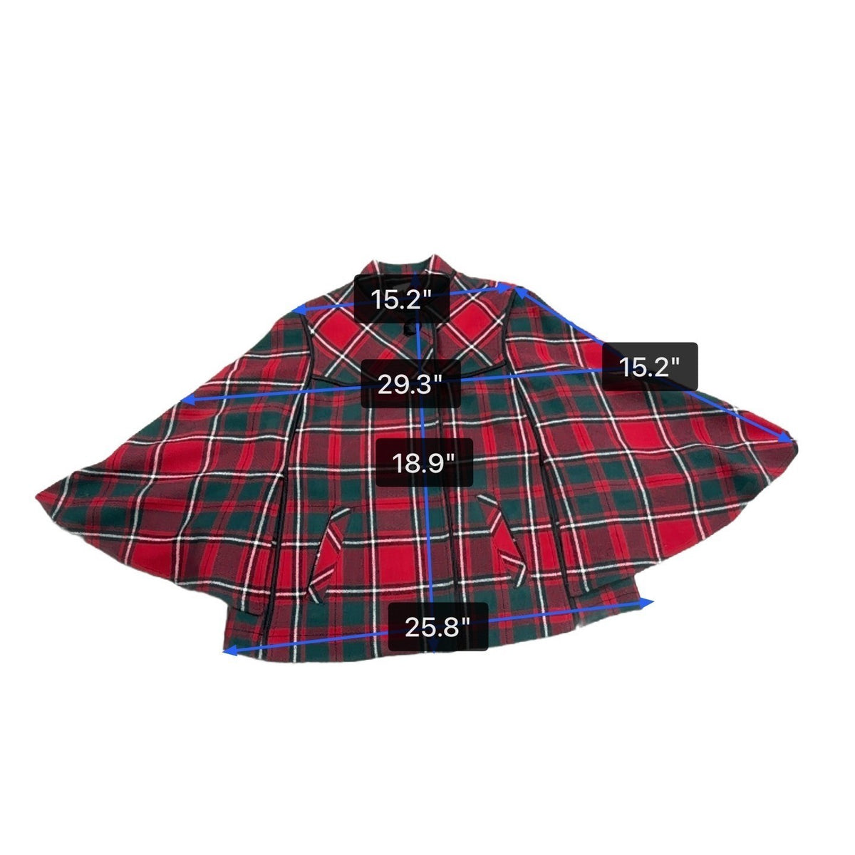 Pendleton Womens Red Green Wool Plaid Jacket 3/4 Sleeve Button Front Size S