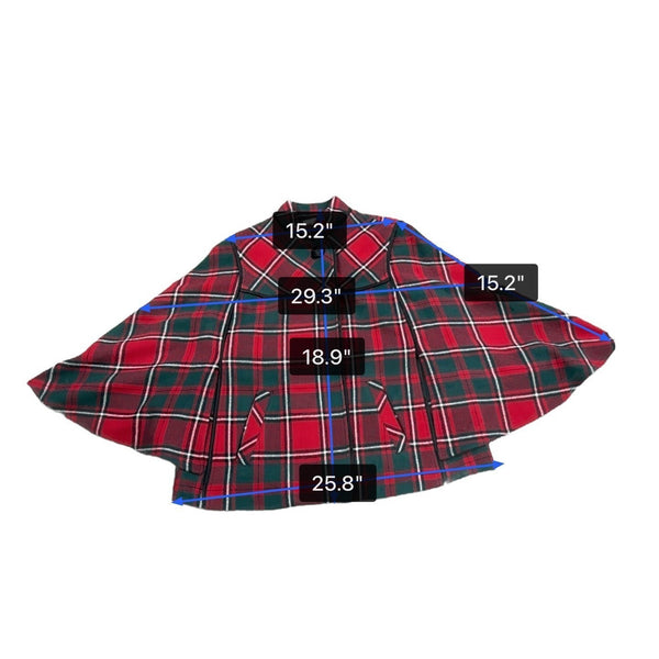 Pendleton Womens Red Green Wool Plaid Jacket 3/4 Sleeve Button Front Size S