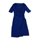 Lauren Ralph Lauren Womens Blue Wrap Dress Animal Print Short Sleeve  Size 6