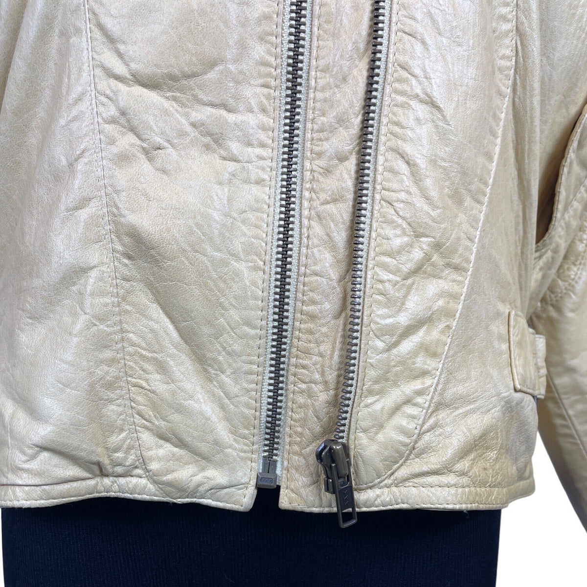 Robert Comstock Zip Up Yellow Rhino Leather Jacket Sz 6 (EU 38)
