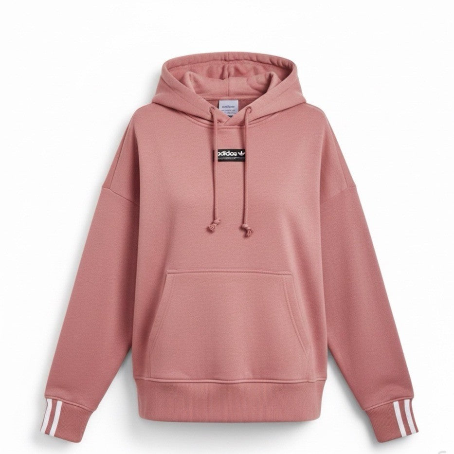 Adidas Mens Burgundy Pullover Hoodie Classic Design With Front Pocket Size S