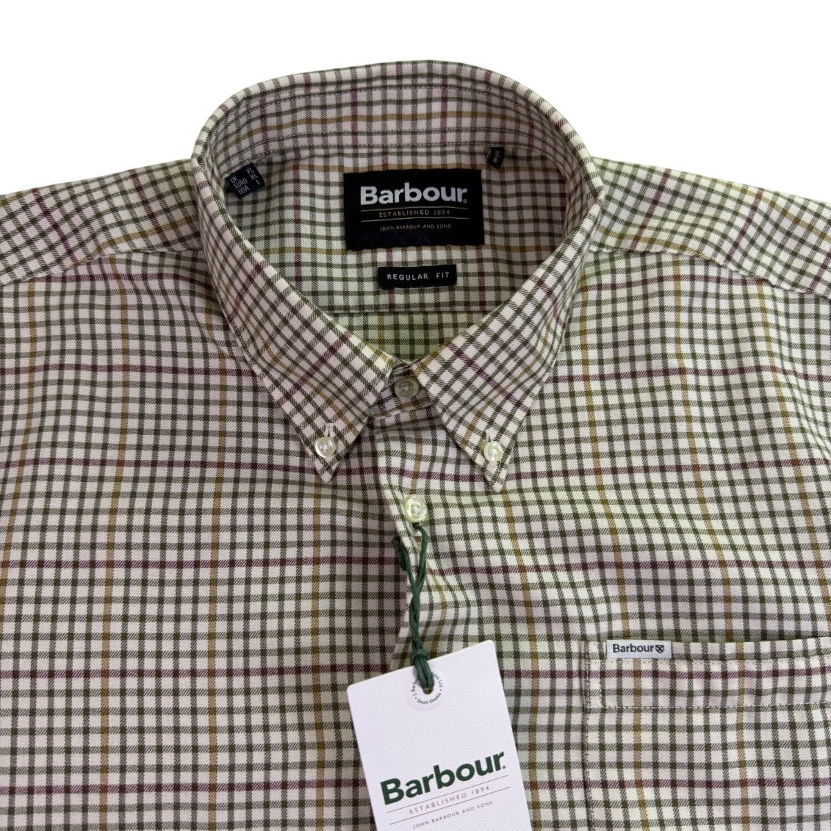 Barbour Mens Brown/Green Checked Shirt Regular Fit Sz XL