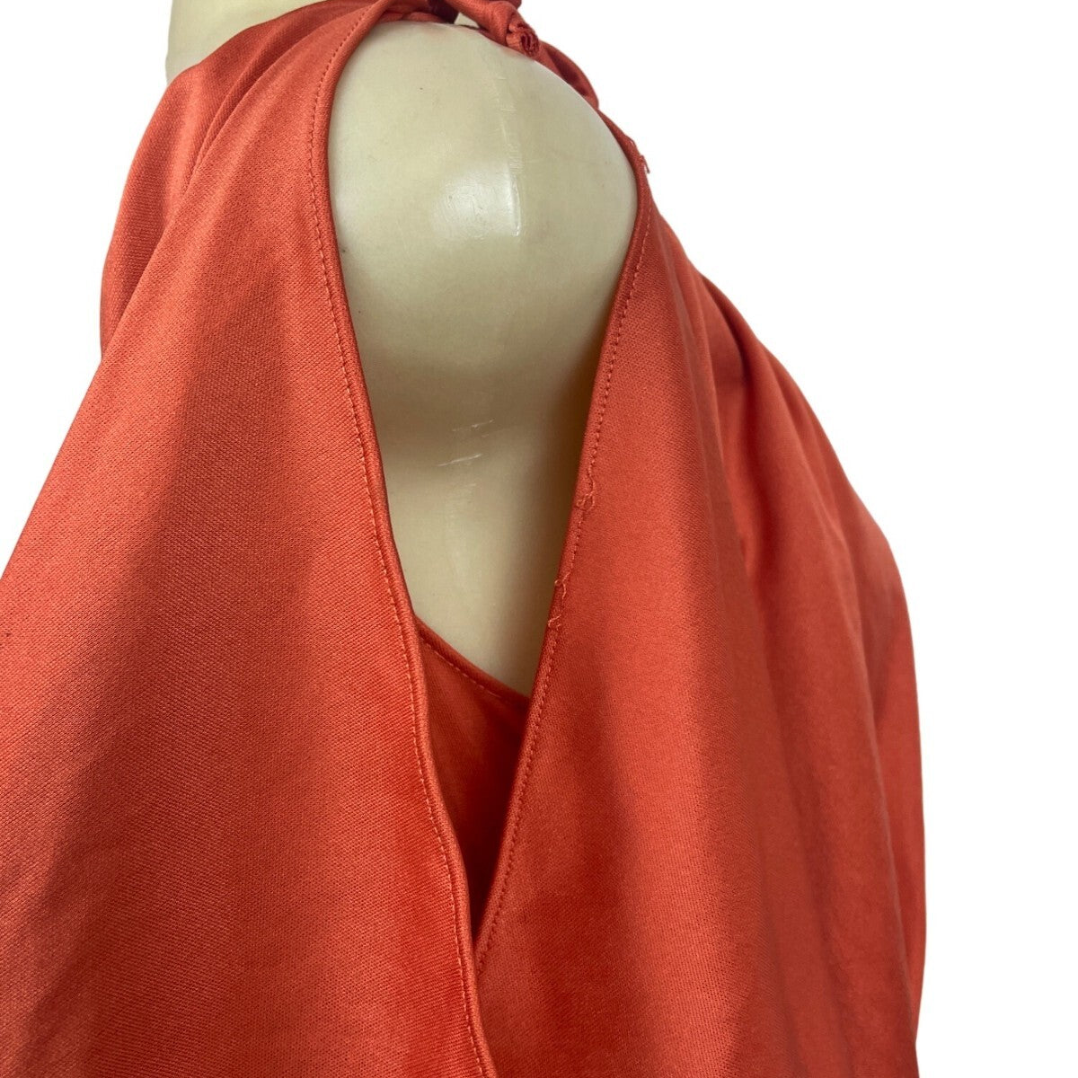 Vintage Style Rust Orange Maxi Dress With Belt & Flutter Sleeves S/M