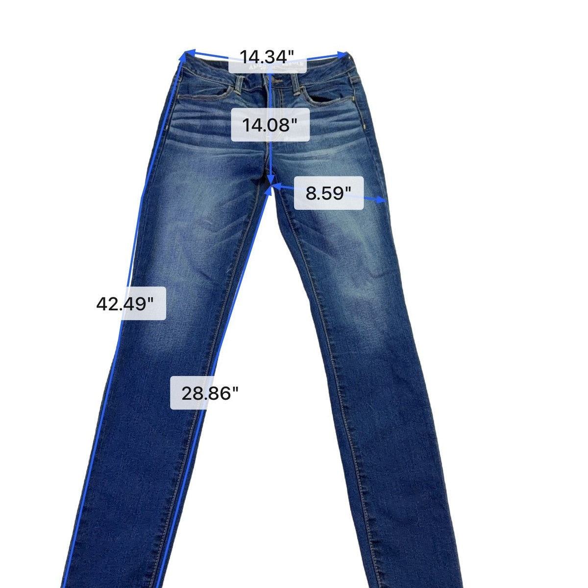American Eagle Womens Blue Denim Super Stretch Skinny Jeans Size 8 Regular Fit