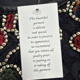 Dennis By Dennis Basso Womens Black Polyester Embroidered Jacket US Size 16