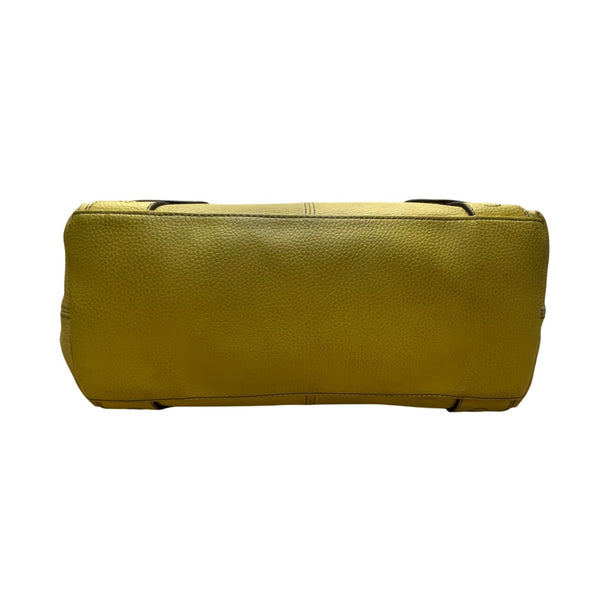 Tignanello Women’s Yellow Leather Storage Pockets  Double-Strap Shoulder Bag