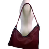 Burgundy Shoulder Bag With Black Trim Faux Leather Classic Design