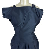 Vintage Victor Costa Black Cocktail Dress With Bow Back & Pleated Skirt Sz 6