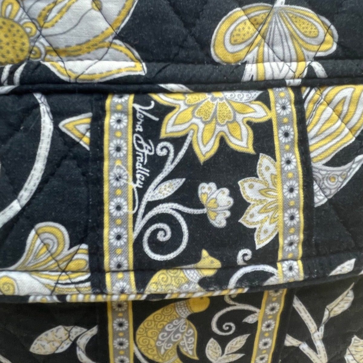 Vera Bradley Women’s Black Floral Quilted Adjustable Strap Crossbody Bag
