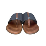 Andre Assous Women’s Brown Leather & Gray Elastic Strap Slip-On Sandals Size 6