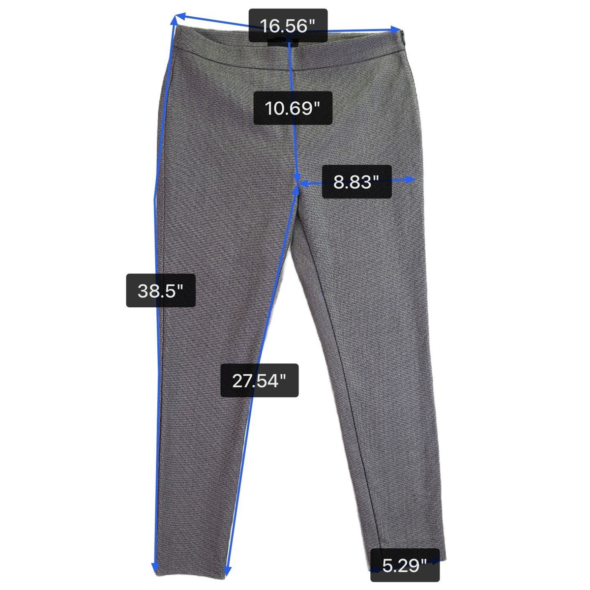 Ann Taylor Womens Gray Herringbone Side-Zip Slim Stretch Pants Size 10