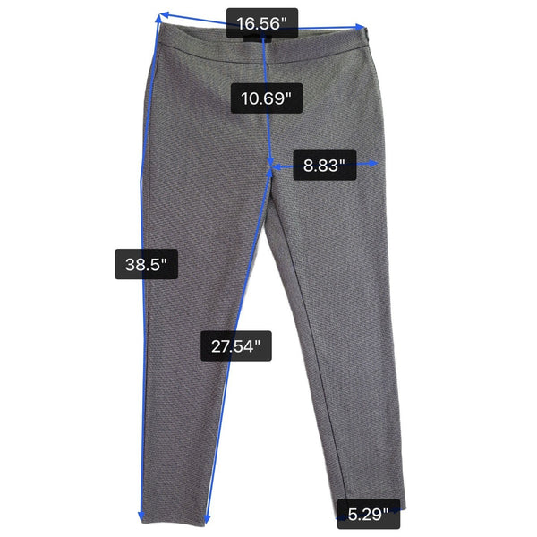 Ann Taylor Womens Gray Herringbone Side-Zip Slim Stretch Pants Size 10