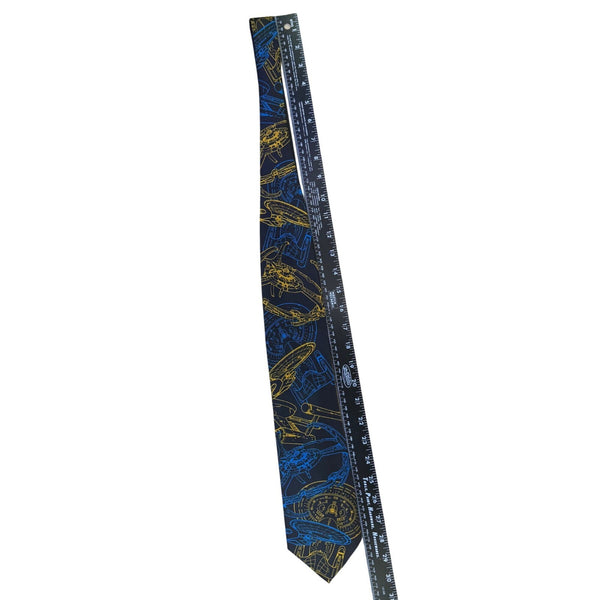 Ralph Marlin Mens Navy Blue Polyester USS Enterprise Starfleet Tie Spaceprint