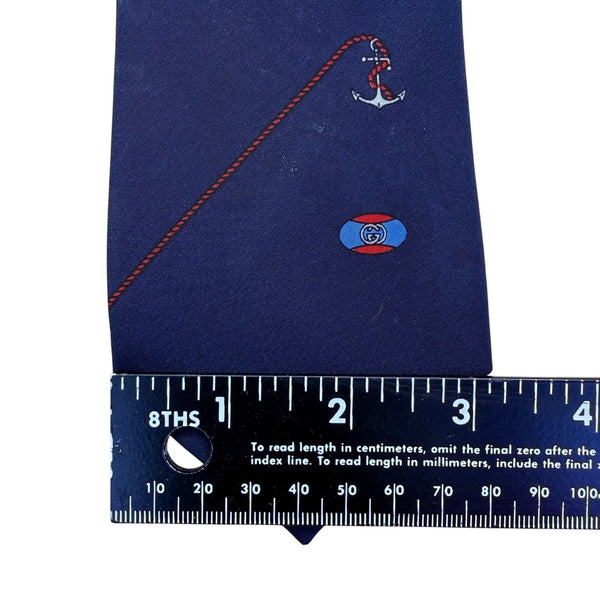 Navy Silk Anchor Nautical Tie Accessory Collection Designer Made In Italy