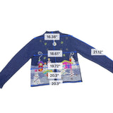 Carly St. Claire Womens Blue Cotton Ramie Embellished Cardigan Sweater Size PXL