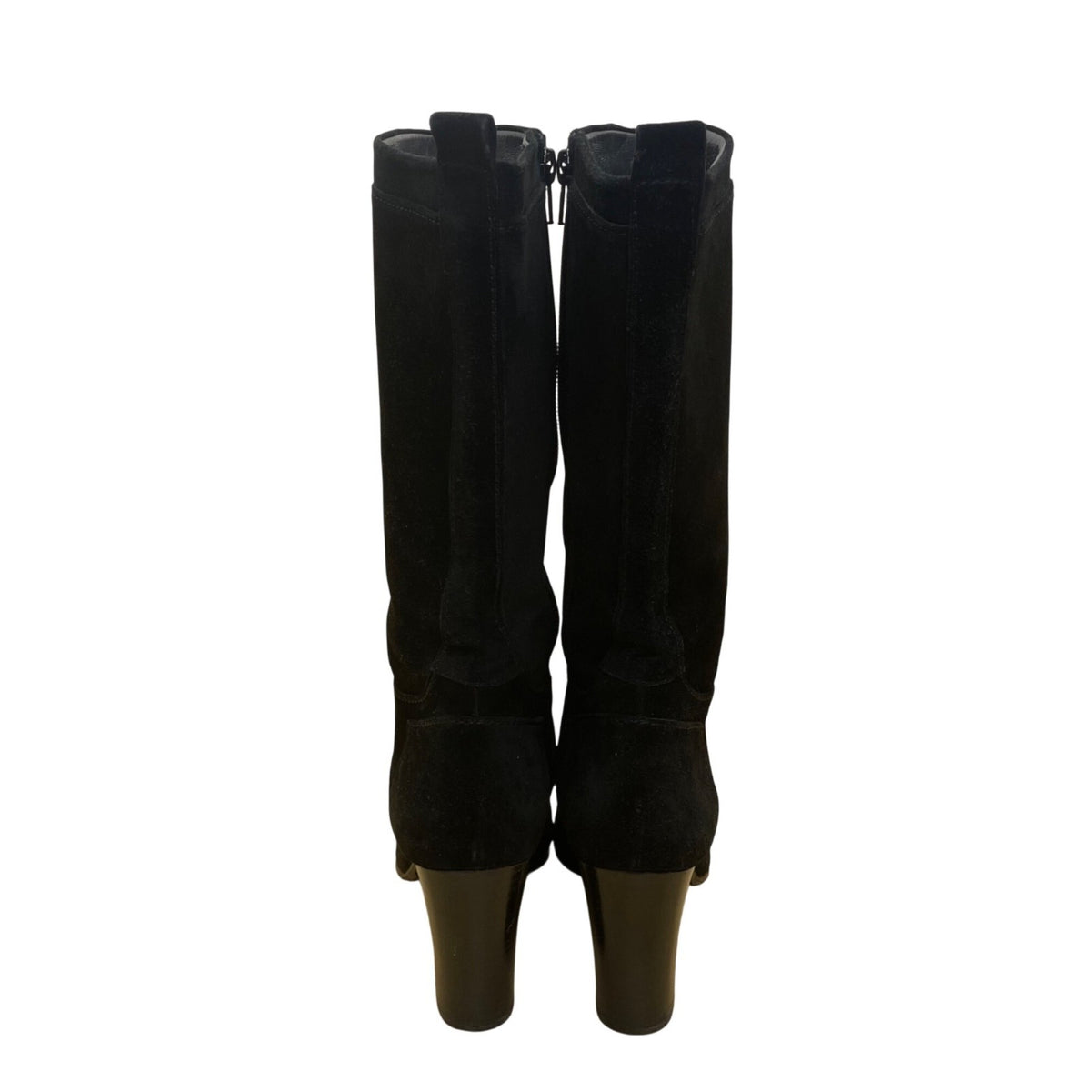 Stuart Weitzman Women’s Black Suede Knee-High Heeled Square Toe Boots Size 8.5M