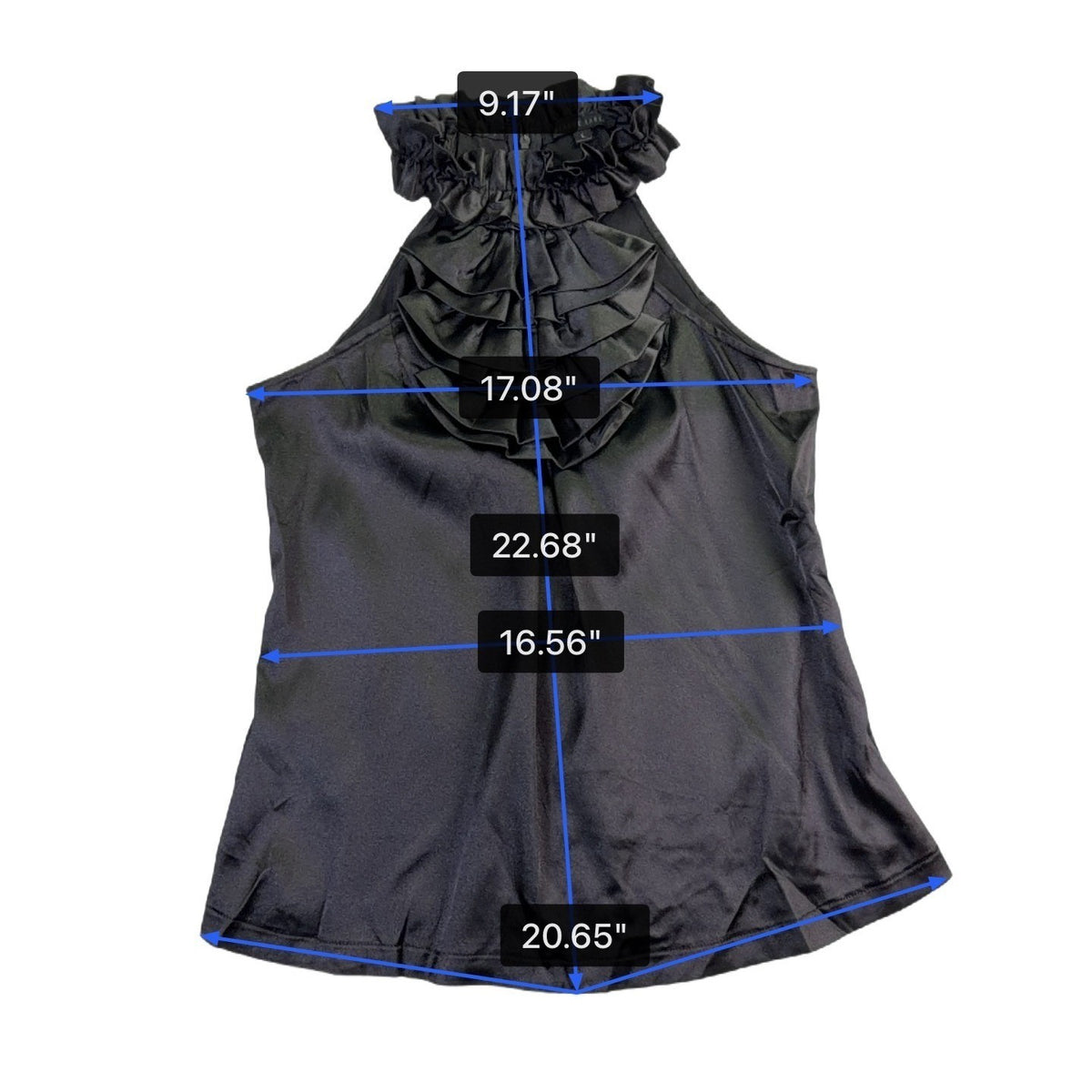 Blaque Label Womens Black Polyester Sleeveless Ruffle Halter Top Size L