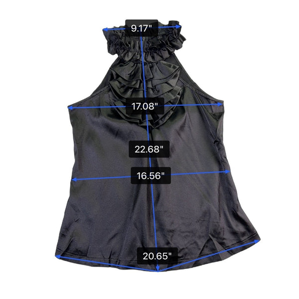 Blaque Label Womens Black Polyester Sleeveless Ruffle Halter Top Size L