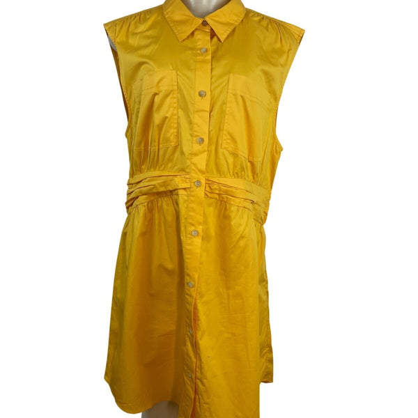 Derek Lam 10 Crosby Yellow Sleeveless Button-Down Shirt Dress Size 14