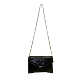 Morris Moskowitz Women’s Black Genuine Reptile Gold Chain Strap Shoulder Clutch