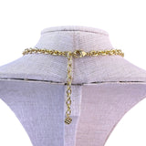 Talbots Womens Gold Tone Enamel Collar Necklace With Square Links