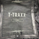 T-Traxx Mens Black Leather Jacket Zip-Up Quilted Lining Motorcycle Style Sz M