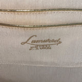 Vintage Lumured Women’s White Beaded Floral Pattern Clasp Closure Handbag