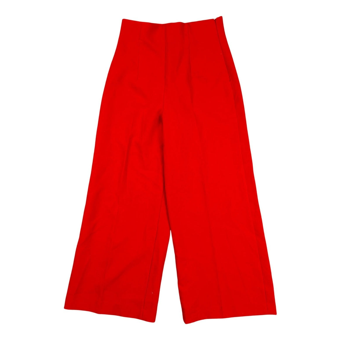 Zara Womens Red Wide-Leg High-Waist Trousers Size S