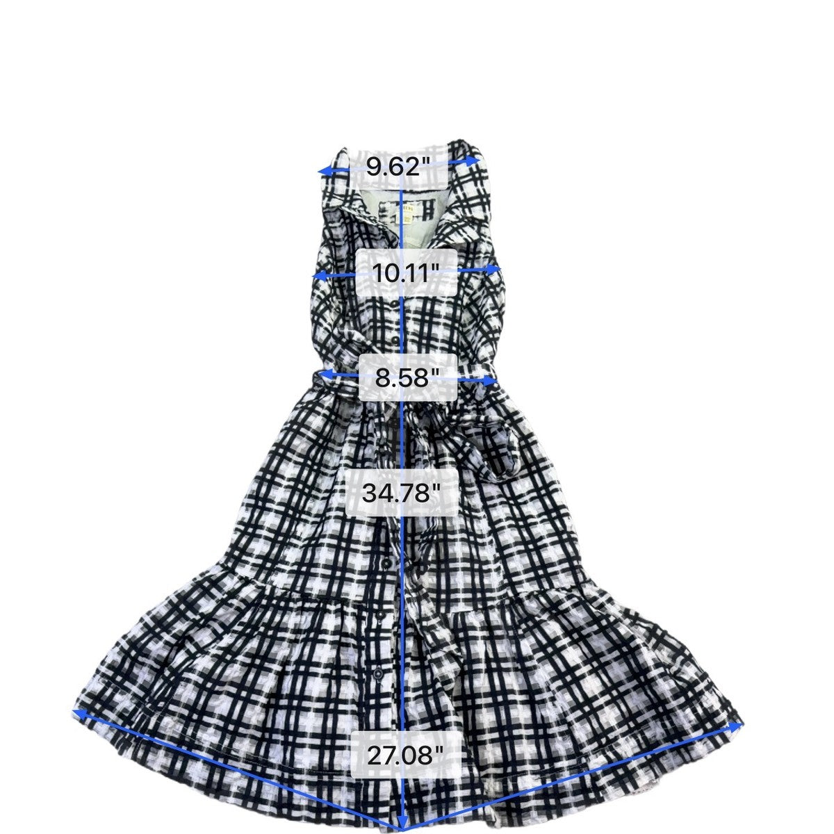 Maeve Anthropologie Womens Black & White Plaid Sleeveless Button-Down Dress Sz 4