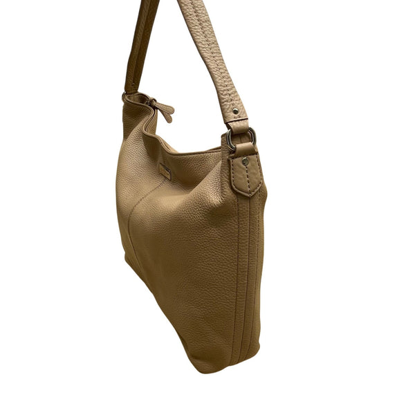 Cole Haan Women’s Tan Pebbled Leather Zippered Hobo Style Satchel Bag