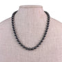 Handmade Womens Black Glass Beaded Necklace Silver-Tone Clasp Unique Jewelry