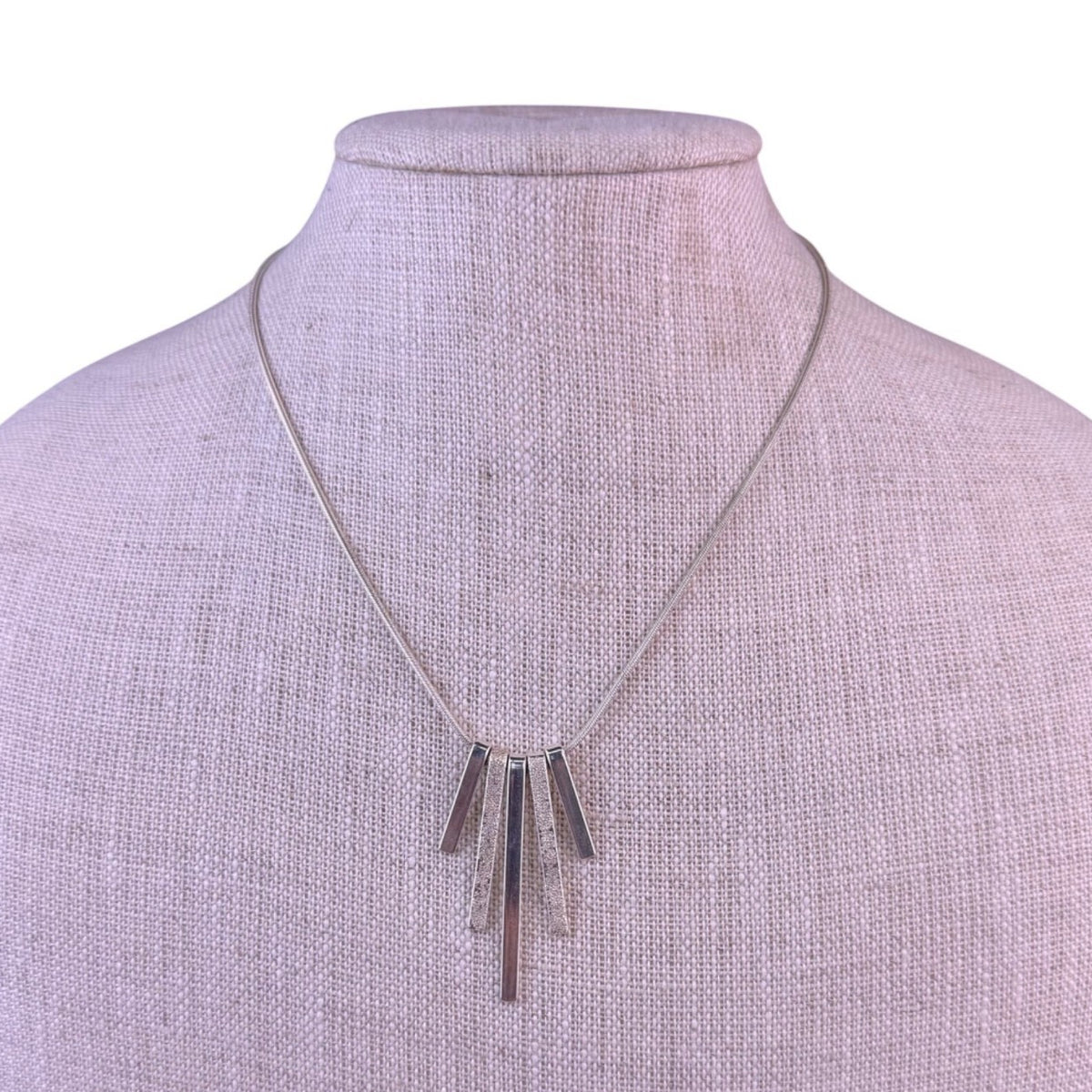 Sterling Silver Tone Womens Modernist Necklace Rectangle Bar Pendant Snake