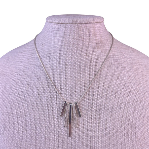 Sterling Silver Tone Womens Modernist Necklace Rectangle Bar Pendant Snake