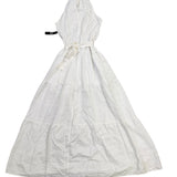 New York & Company Womens White Cotton Halter Maxi Dress With Tie Belt Sz XS
