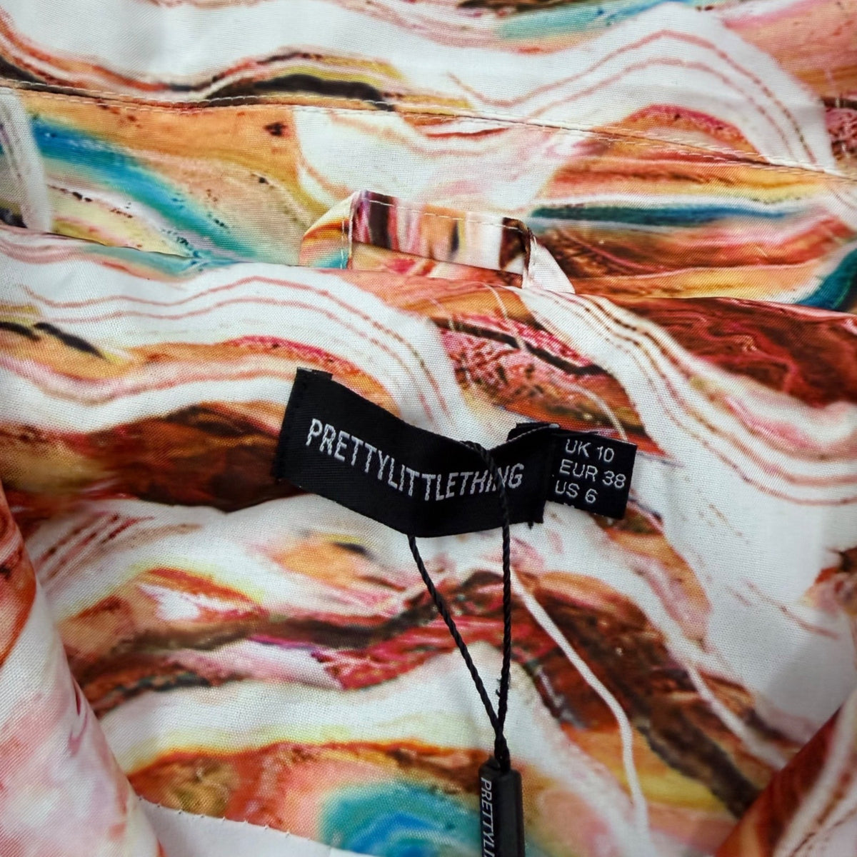 Pretty Little Thing Womens Multicolor Marble Print Oversized Blazer Size 6