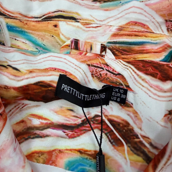 Pretty Little Thing Womens Multicolor Marble Print Oversized Blazer Size 6