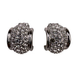 Swarovski Womens Silver Tone Crystal Pave Clip-On Earrings Polished Vintage Styl