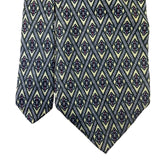 Brooks Brothers Mens Yellow & Navy Silk Necktie Geometric Pattern Hand Made 58