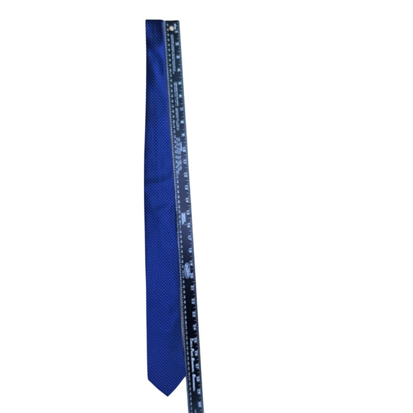 Calvin Klein Mens Blue 100% Silk Textured Pattern Slim Neck Tie