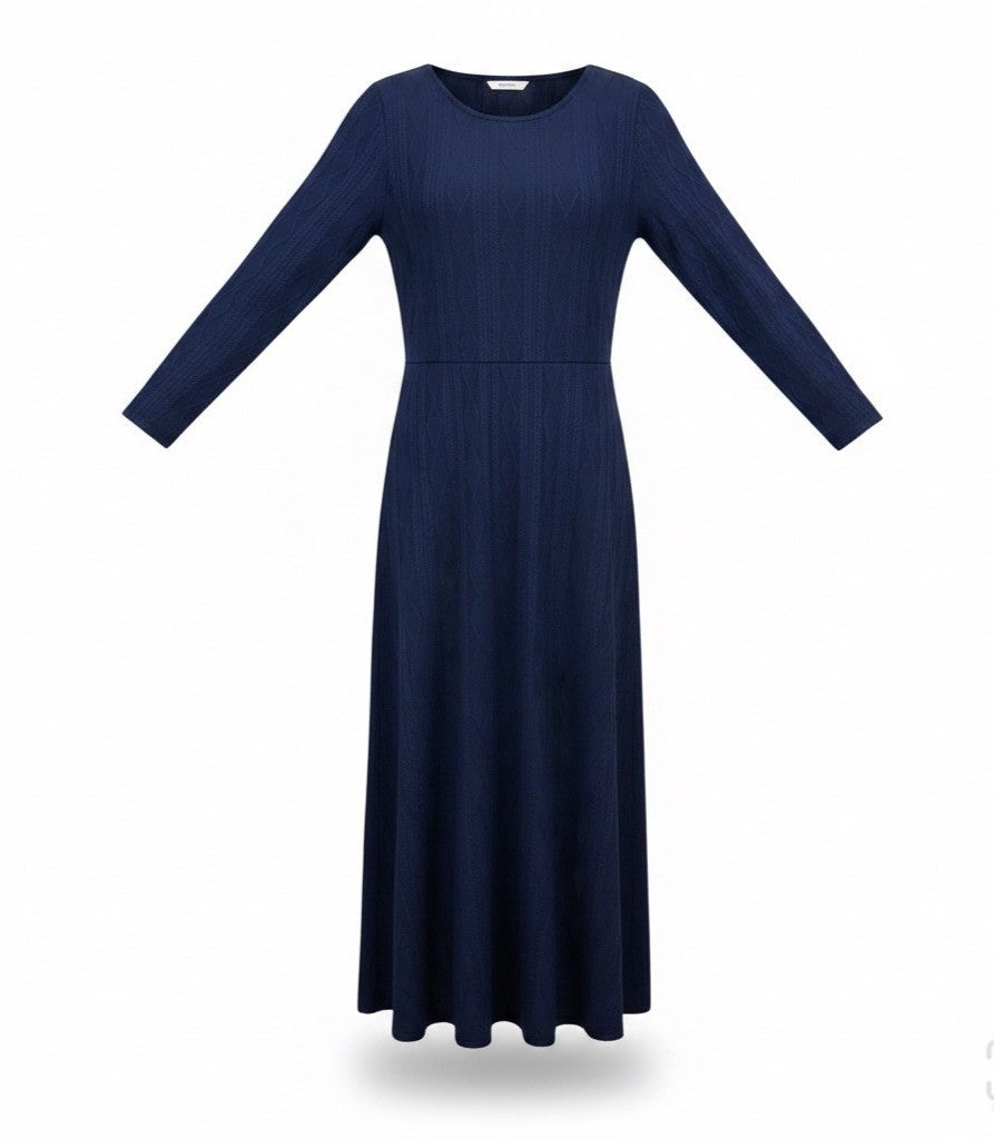 Bloomchic Womens Navy Fit & Flare Long Sleeve Midi Dress Size 14-16