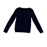 Tommy Hilfiger Womens Navy Cotton Sweater V-Neck Argyle Studded Design Sz XS