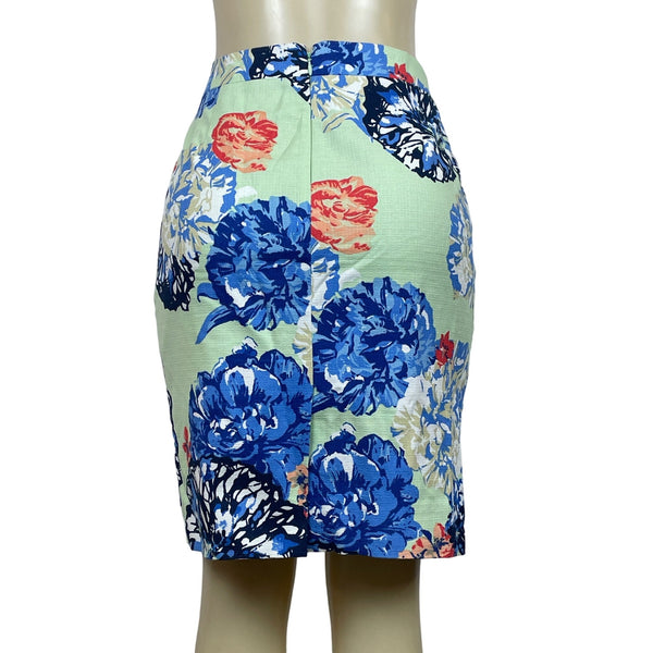 J. Crew Women's Green Floral Knee Length Pencil Skirt Sz 4