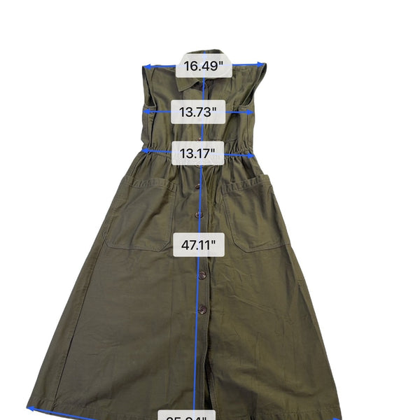 Calvin Klein Womens Olive Sleeveless Maxi Shirt Dress Size 2