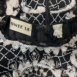 Vintage Sweet Lo Women’s Black and White Beaded Sequin Long Sleeve Dress M New