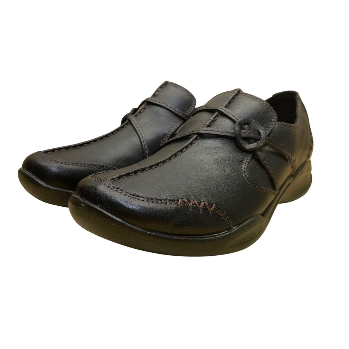 Clarks Women’s Black Leather Casual Slip-On Comfort Shoes Size 7M