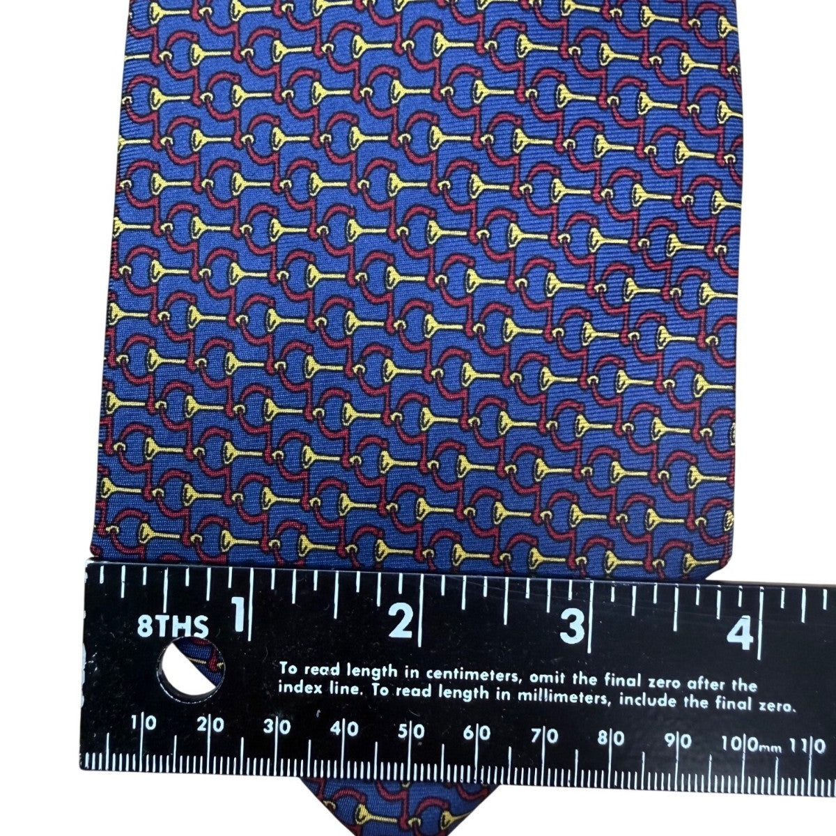 Brooks Brothers Mens Blue Silk Tie Horn And Bridle Pattern Elegant Design