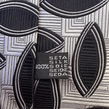 Five Star Mens Black & White 100% Silk Geometric Pattern Designer Necktie